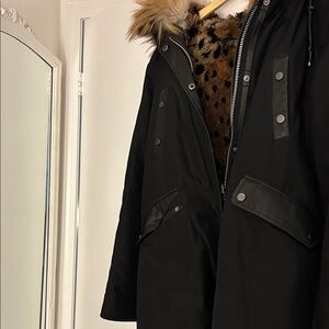 Women's Black Puffer Coatwith Fur Trim.Nicole Benisti.
